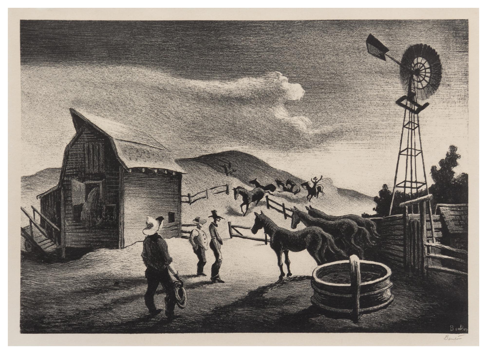 Thomas Hart Benton, (American, 1889–1975), The Corral, 1948