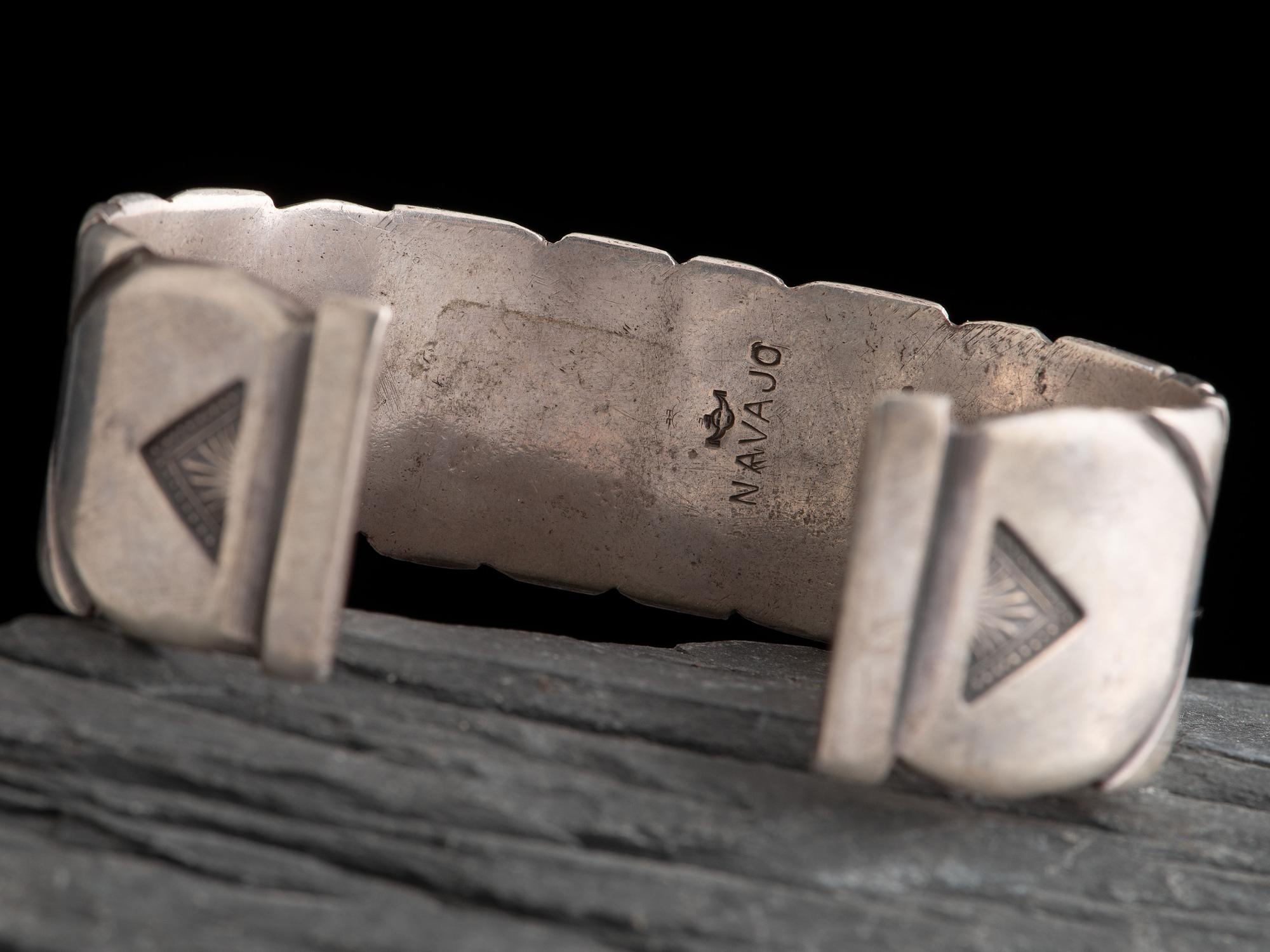 Navajo Chiseled and Stamped Silver Cuff Bracelet