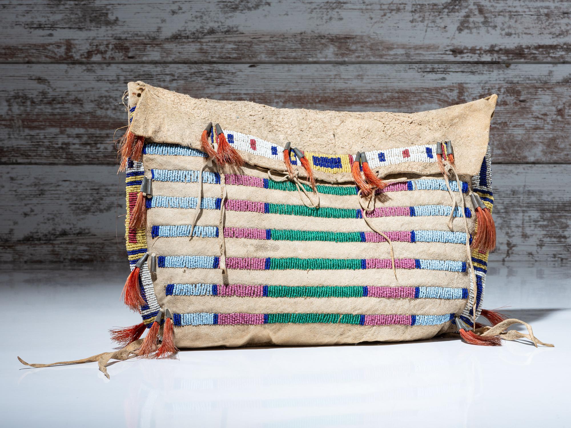 Sioux Beaded Buffalo Hide Work Bag
