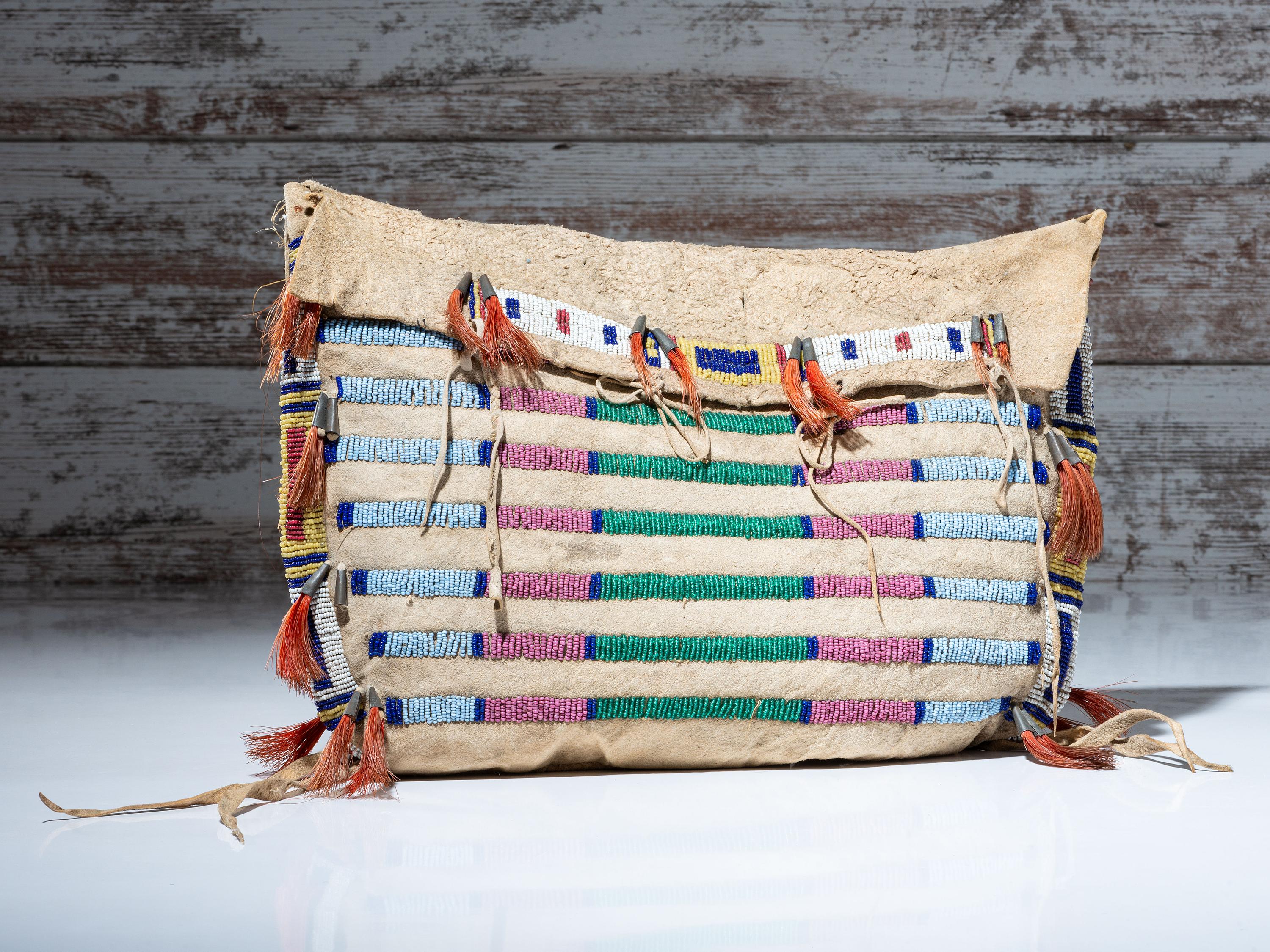 Sioux Beaded Buffalo Hide Work Bag