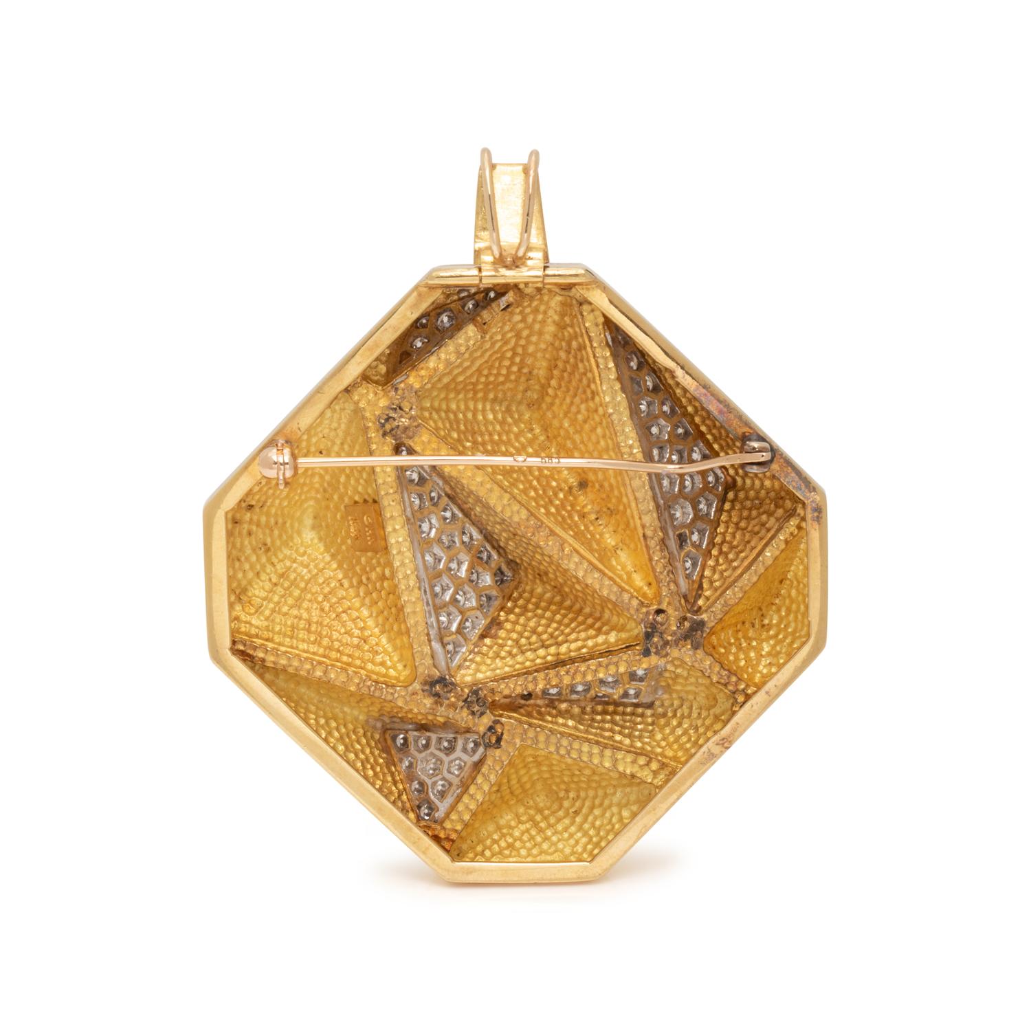 YELLOW GOLD AND DIAMOND PENDANT/BROOCH