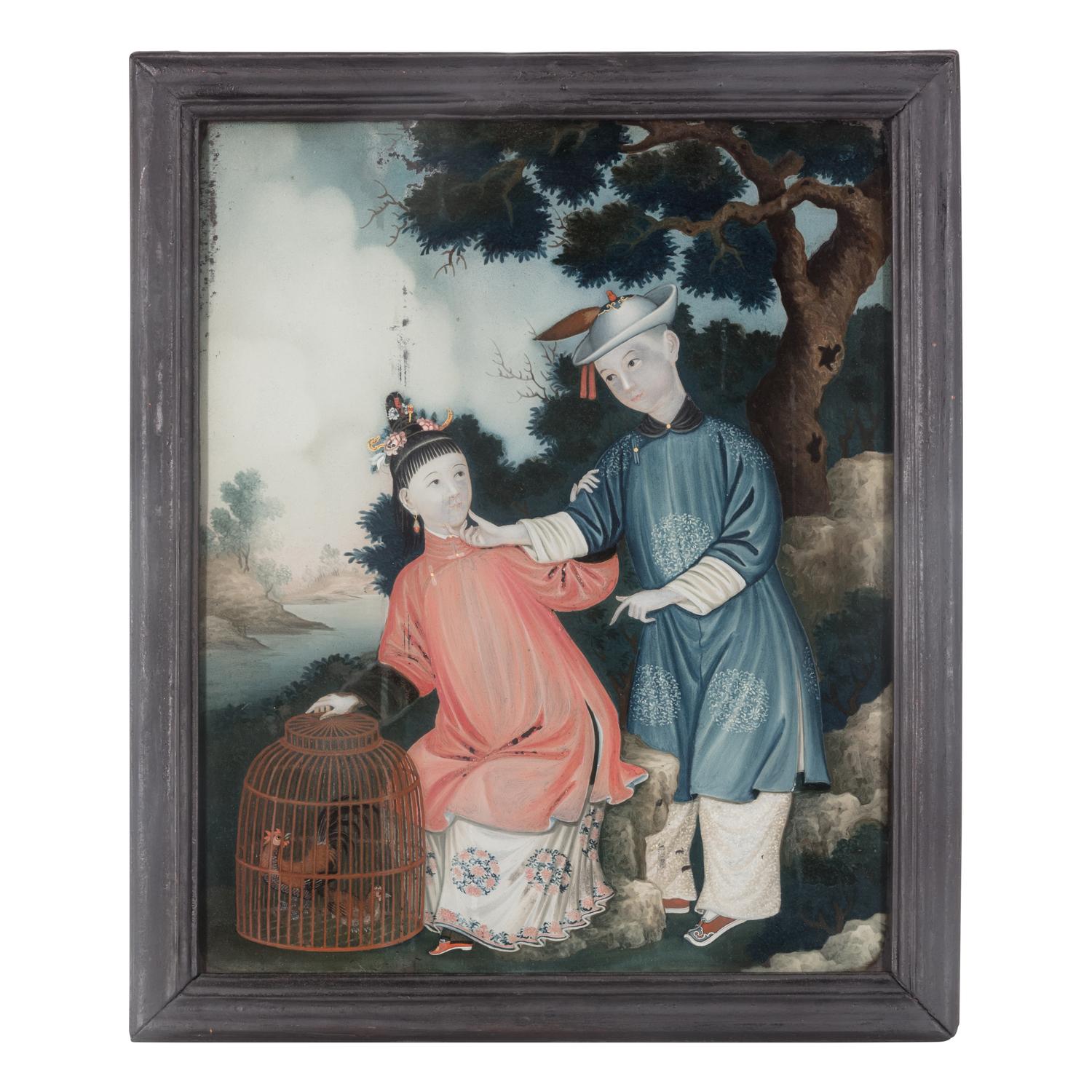 A Chinese Export Reverse Glass Painting, 19th Century — 清晚期 外銷鏡面玻璃畫