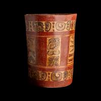A Maya Polychrome Cylinder Vessel
