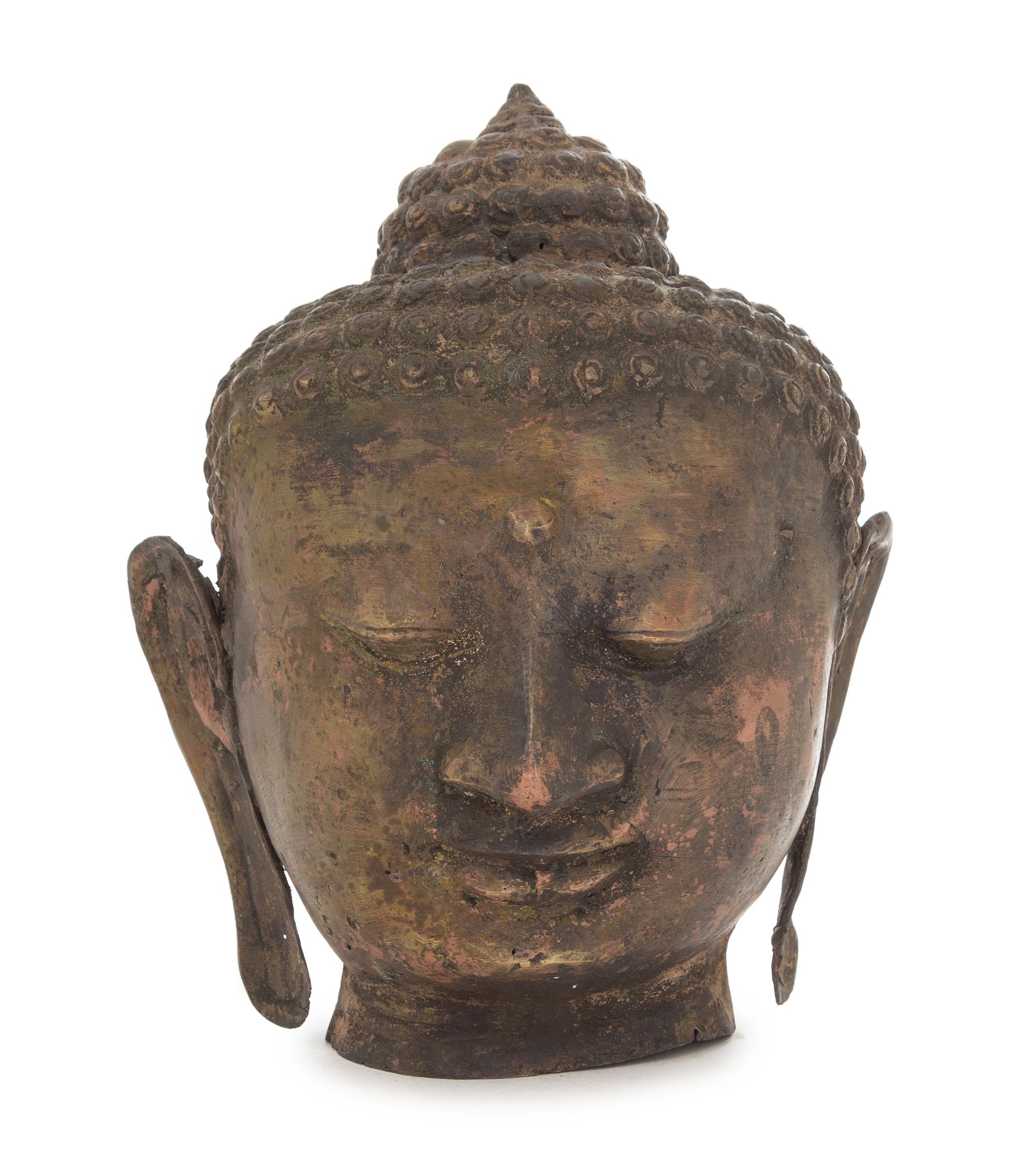 A Bronze Head of Buddha Height 9 1/2 inches.