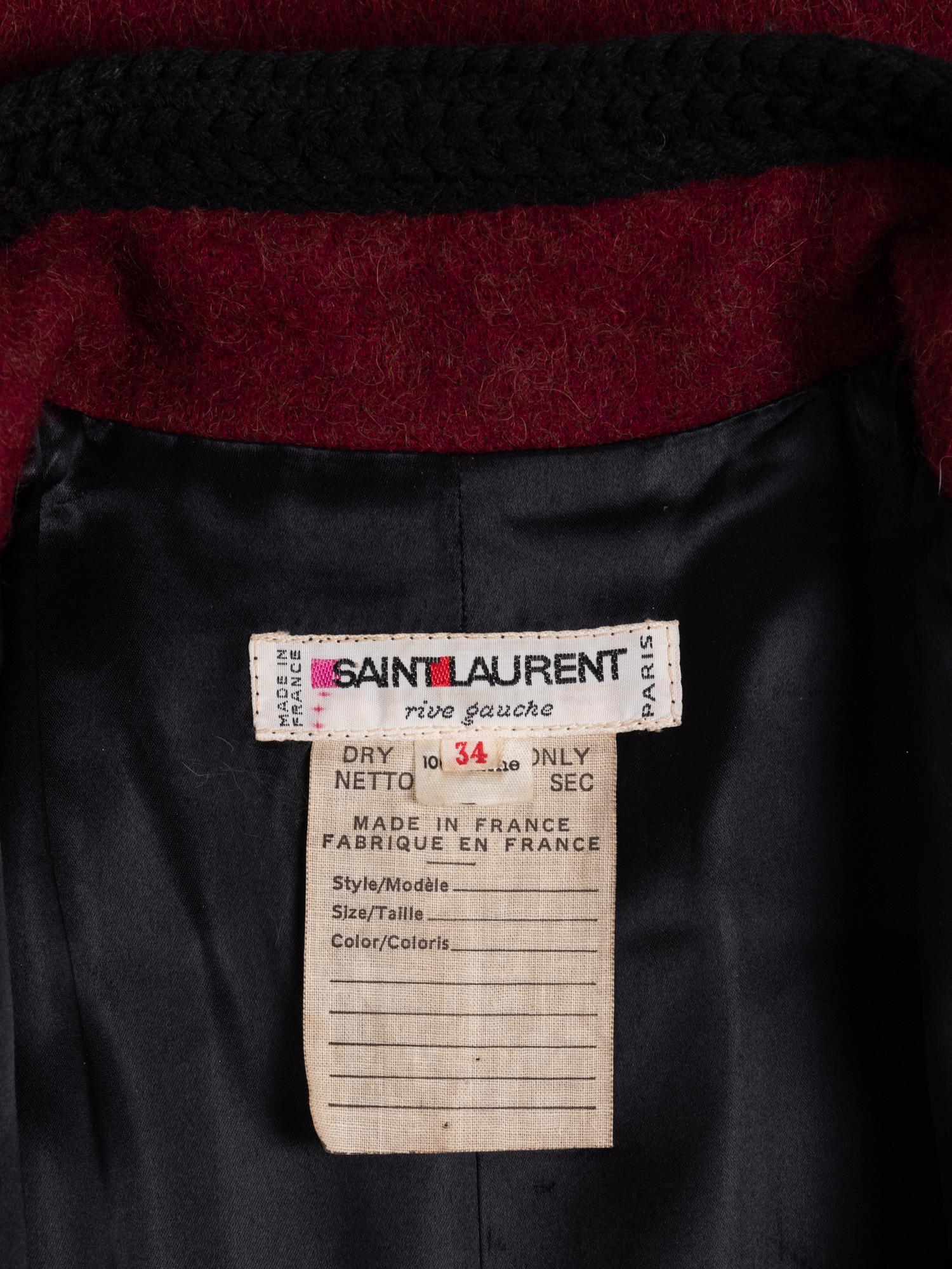 Saint Laurent Rive Gauche Wool Coat, c. 1977