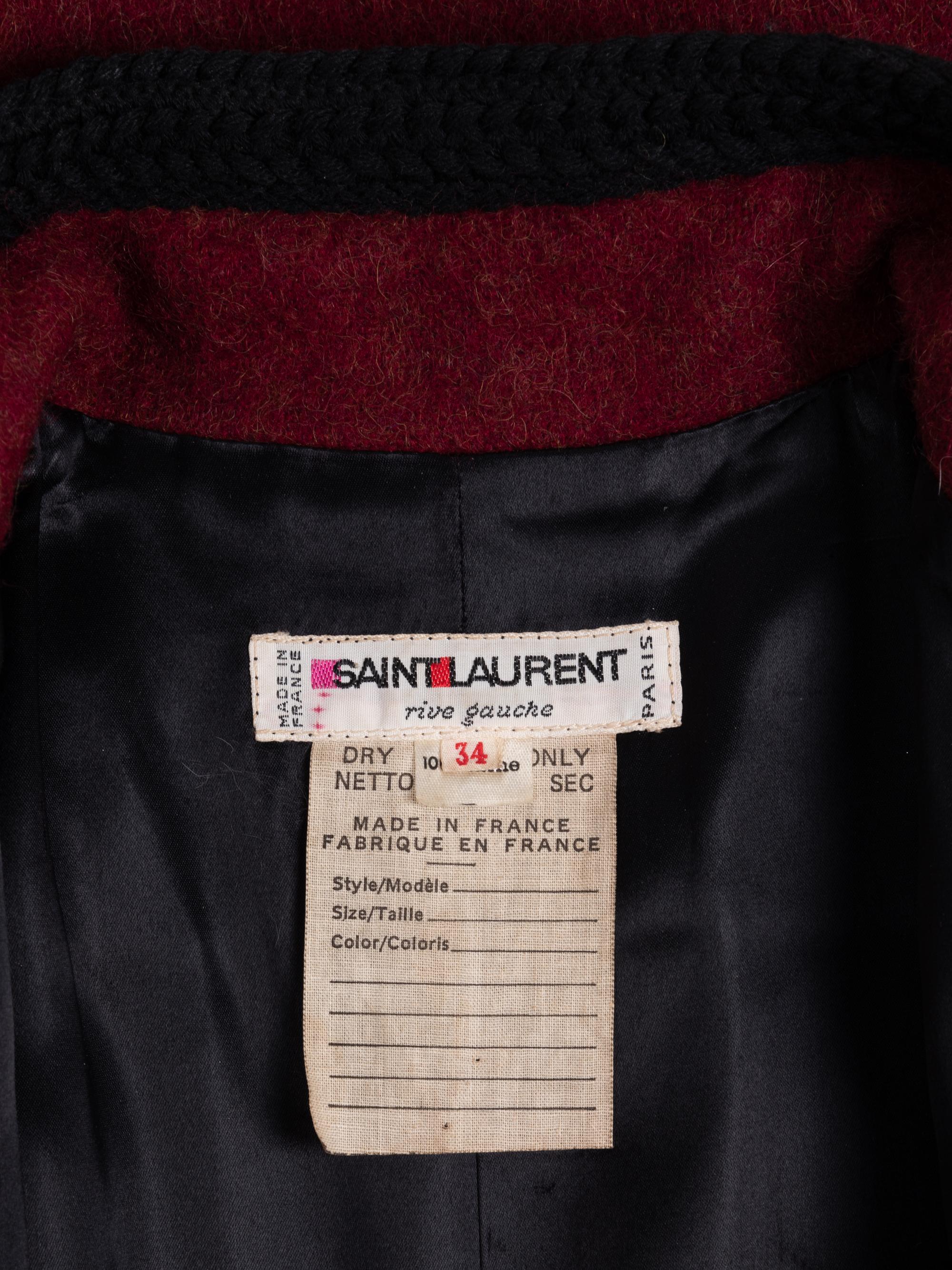 Saint Laurent Rive Gauche Wool Coat, c. 1977