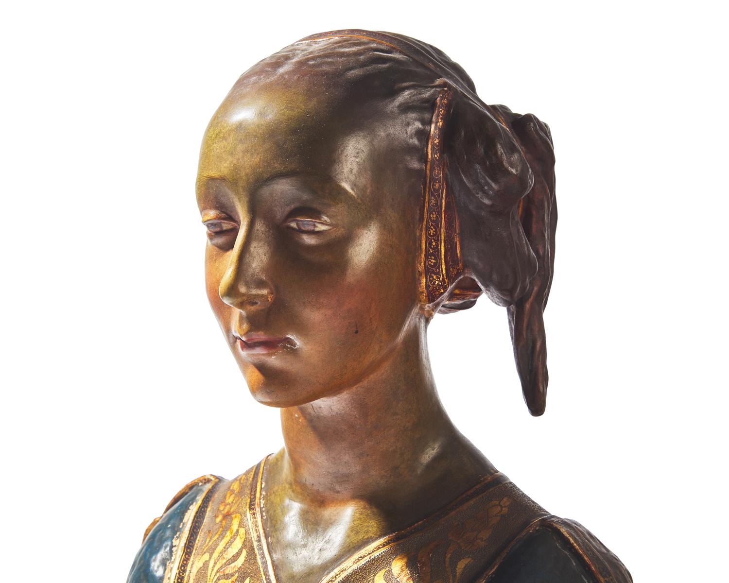 An Italian Renaissance-style bust of a young woman