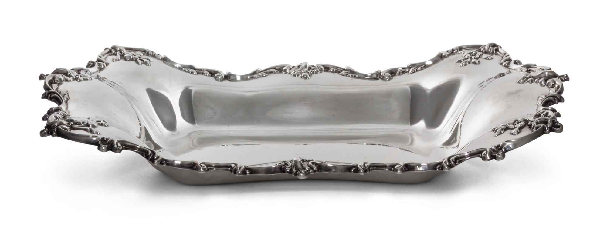 An American Silver Serving Bowl, Ferdinand Fuchs, New York, NY, Late 19th Century, of rectangular form with a cast foliate decorated bo