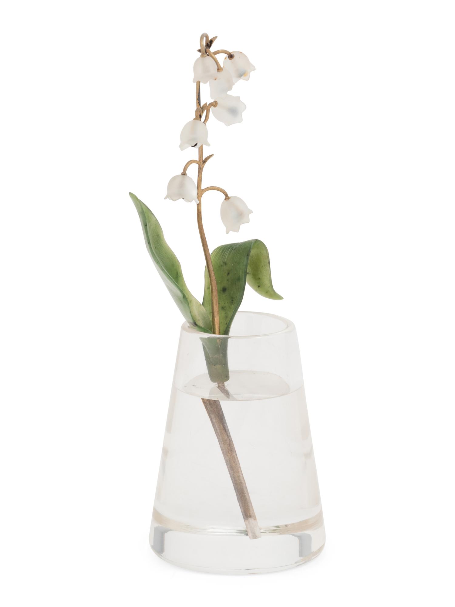 An Important Cartier Carved Rock Crystal, Aventurine and Moonstone Lily of the Valley Flower Study