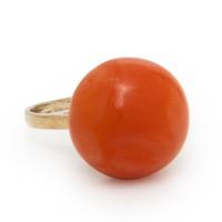 Coral and Yellow Gold Ring
