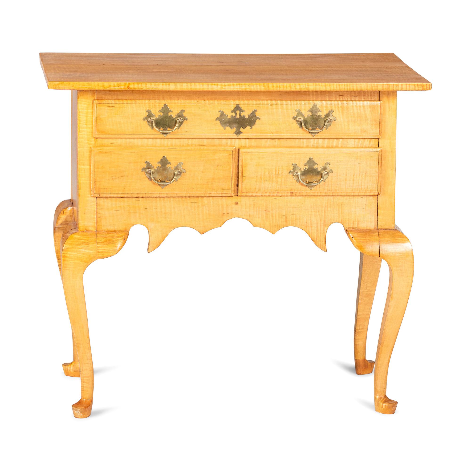 A Queen Anne Style Tiger Maple Dressing Table