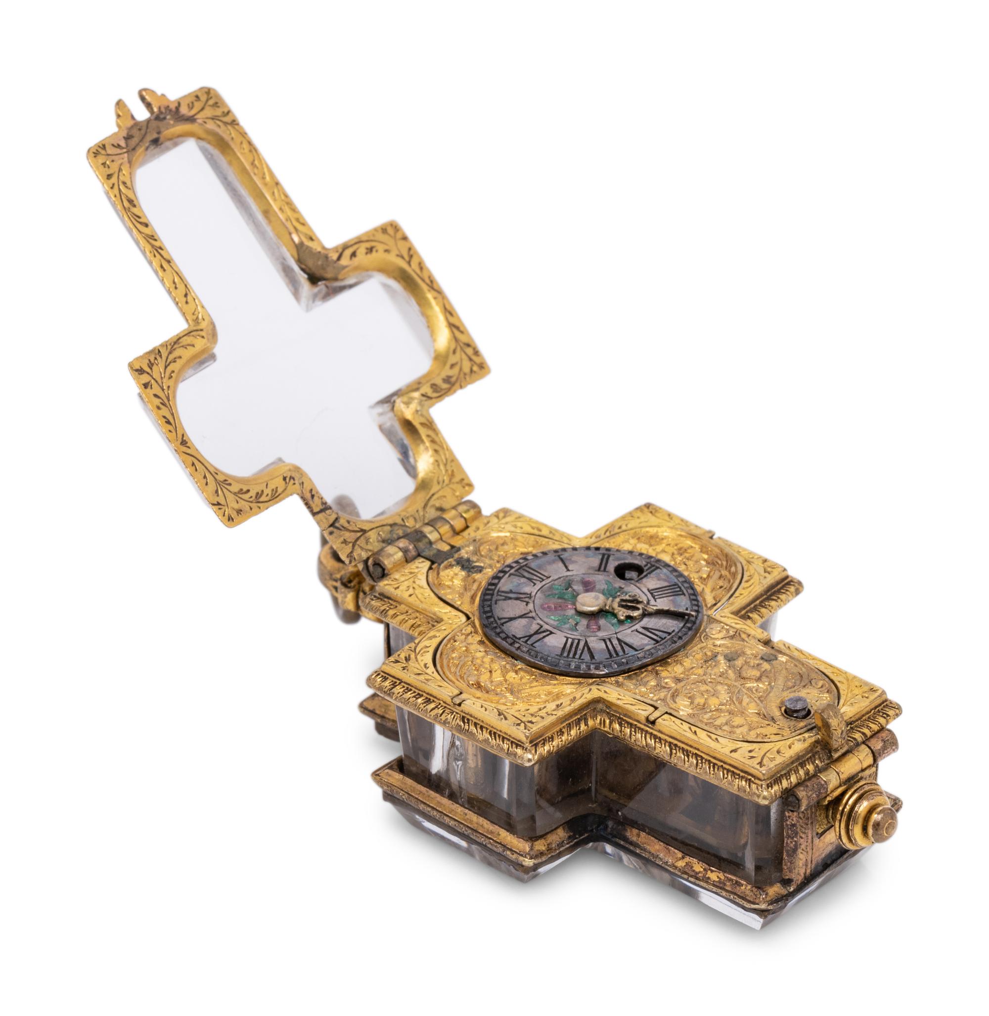 A French Gilt-Bronze Cruciform Pendant Watch