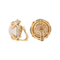 VERDURA, MABÉ CULTURED PEARL AND DIAMOND EARRINGS