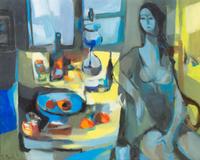 Marcel Mouly, (French, 1918-2008), Jeune fille corse à la table jaune, 1971