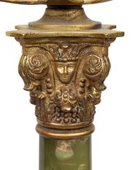 A Pair of Gilt-Metal and Onyx Lamps