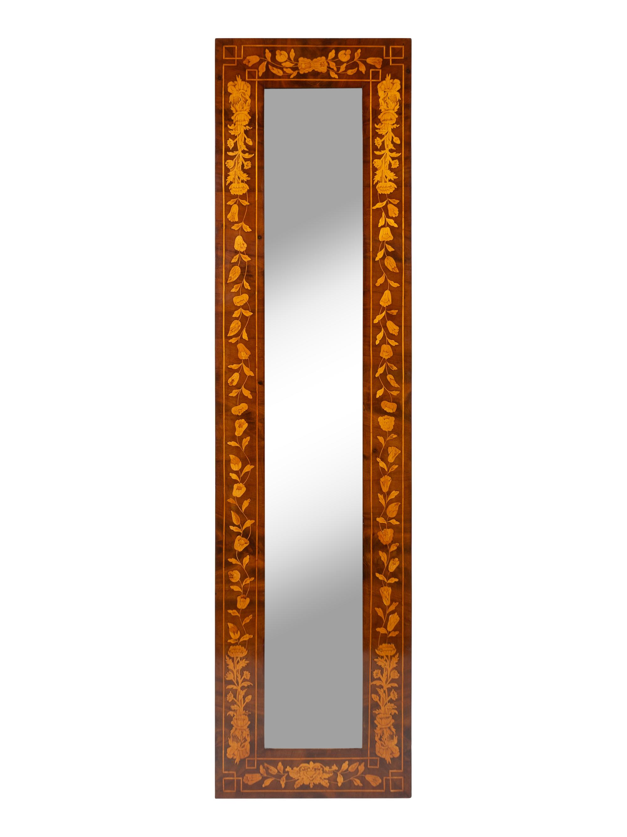 A Dutch Marquetry Walnut Framed Pier Mirror — 19TH CENTURY
