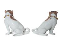 A Pair of Carl Thieme Dresden Porcelain Pug Dog Figures