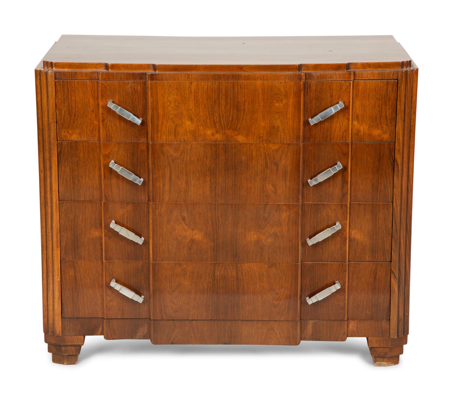 A Belgian Art Deco Rosewood Chest of Drawers