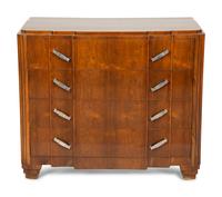 A Belgian Art Deco Rosewood Chest of Drawers