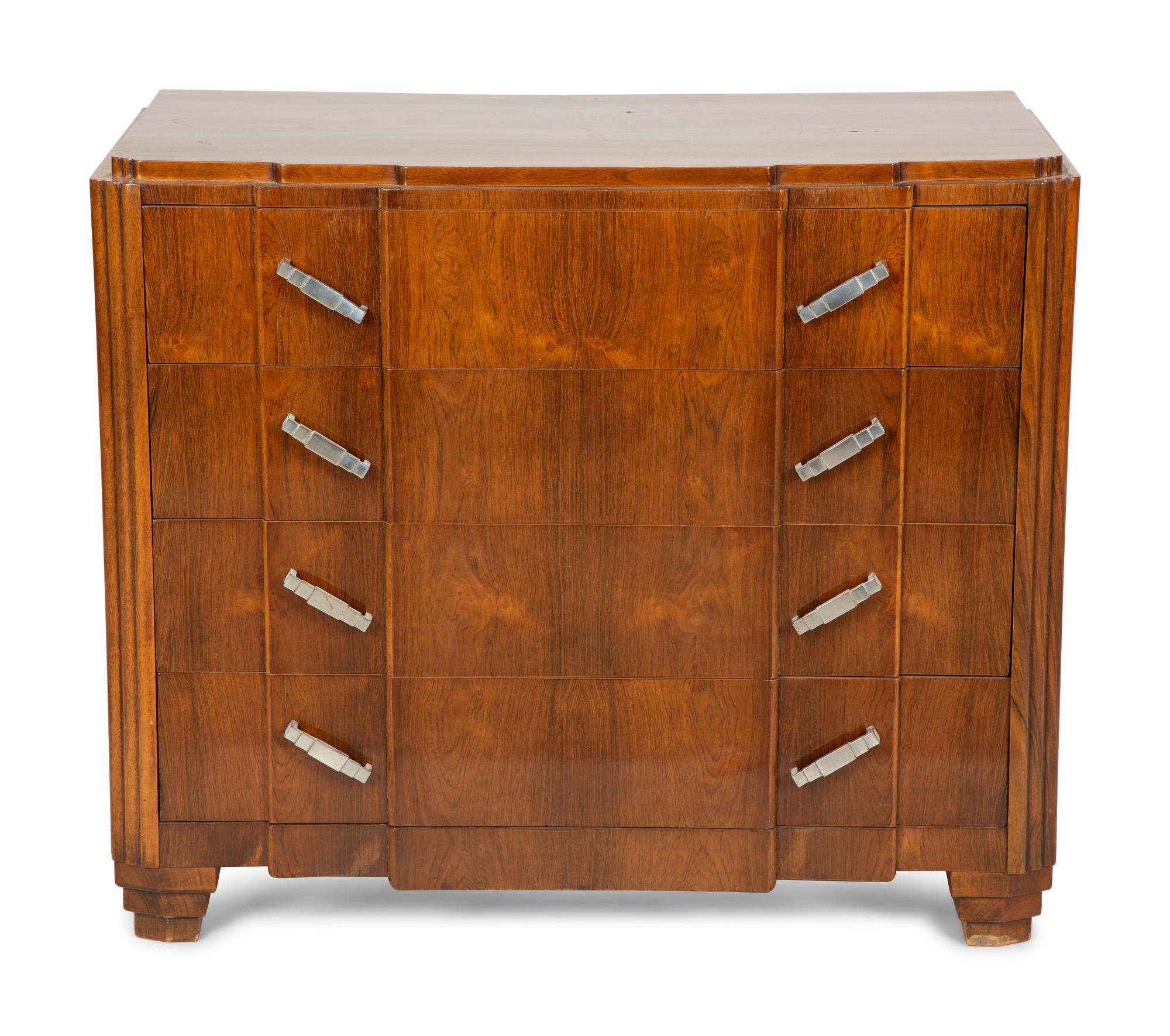 A Belgian Art Deco Rosewood Chest of Drawers