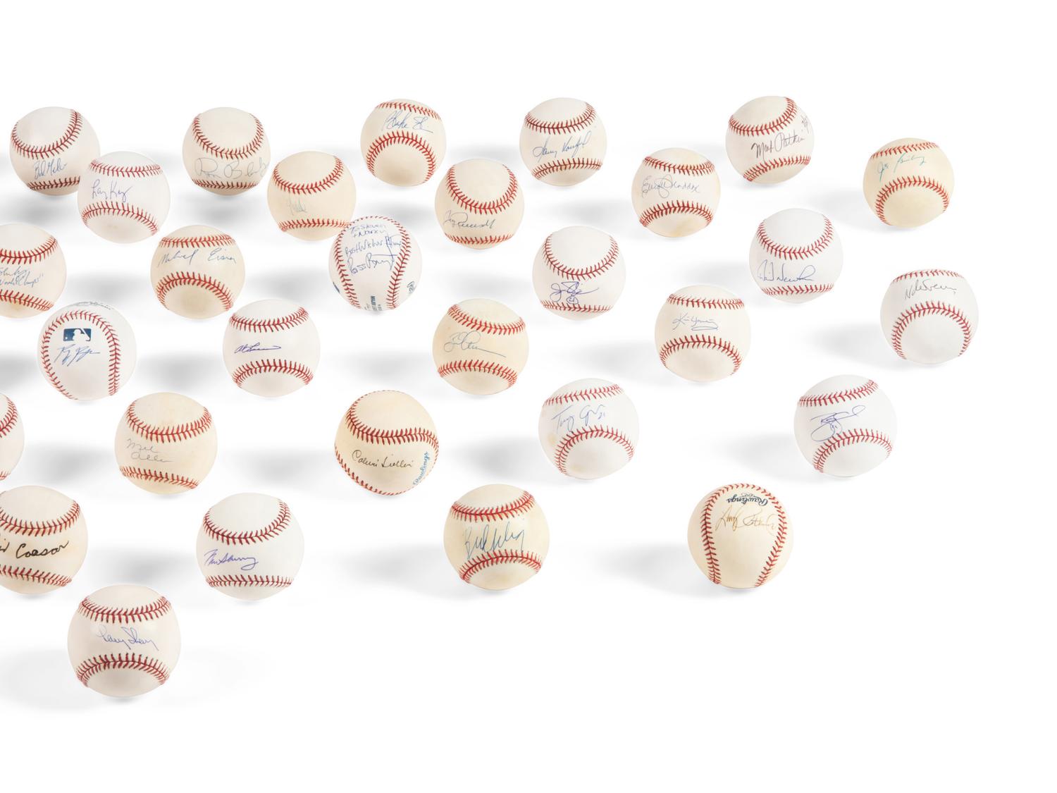 A Group of 44 Baseballs Signed by Jewish Notables,