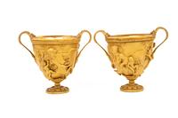 A Pair of Pompeiian Style Gilt Bronze Kantharoi