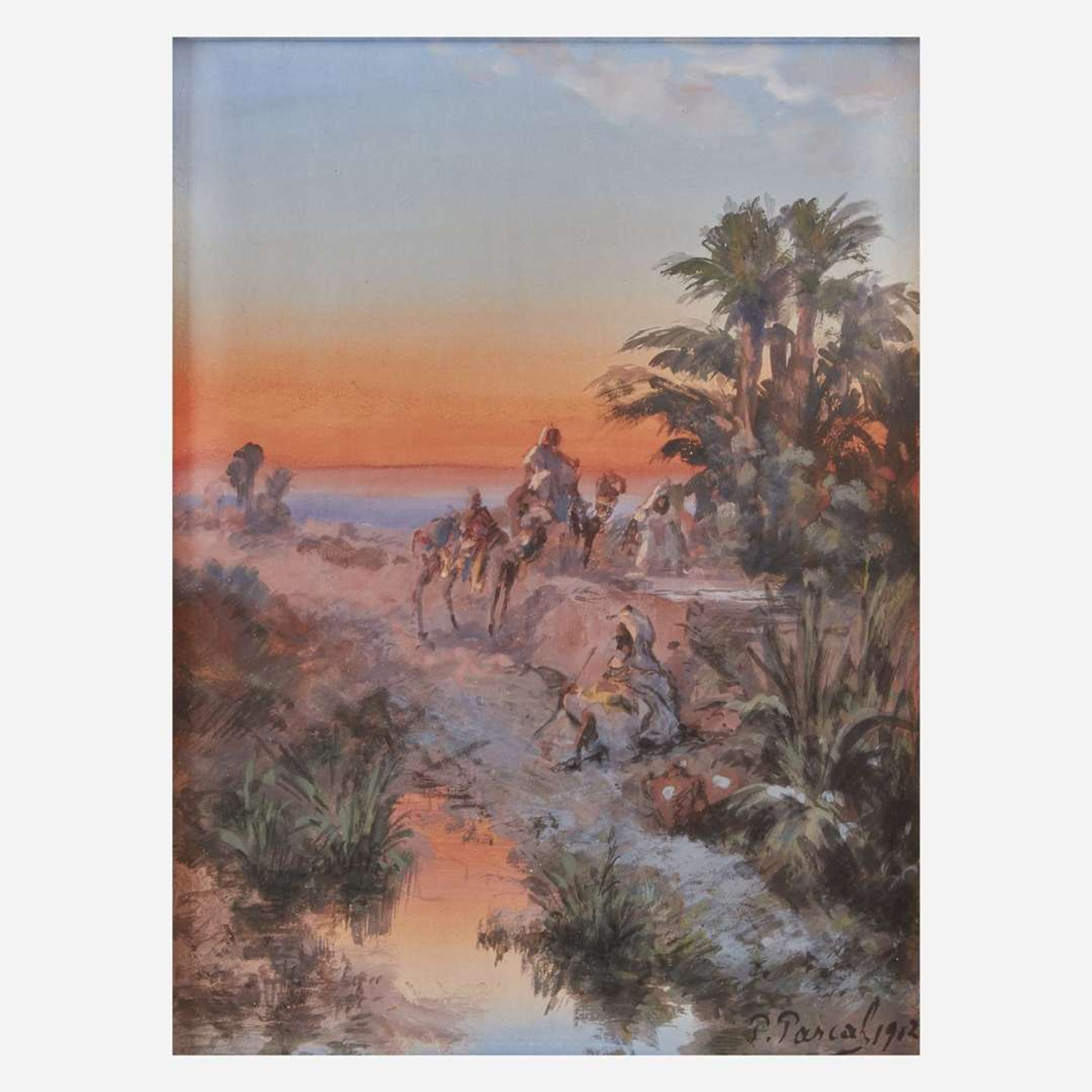 Paul Pascal (French, 1832–1903) Camel Riders Along the Nile; together with three companions