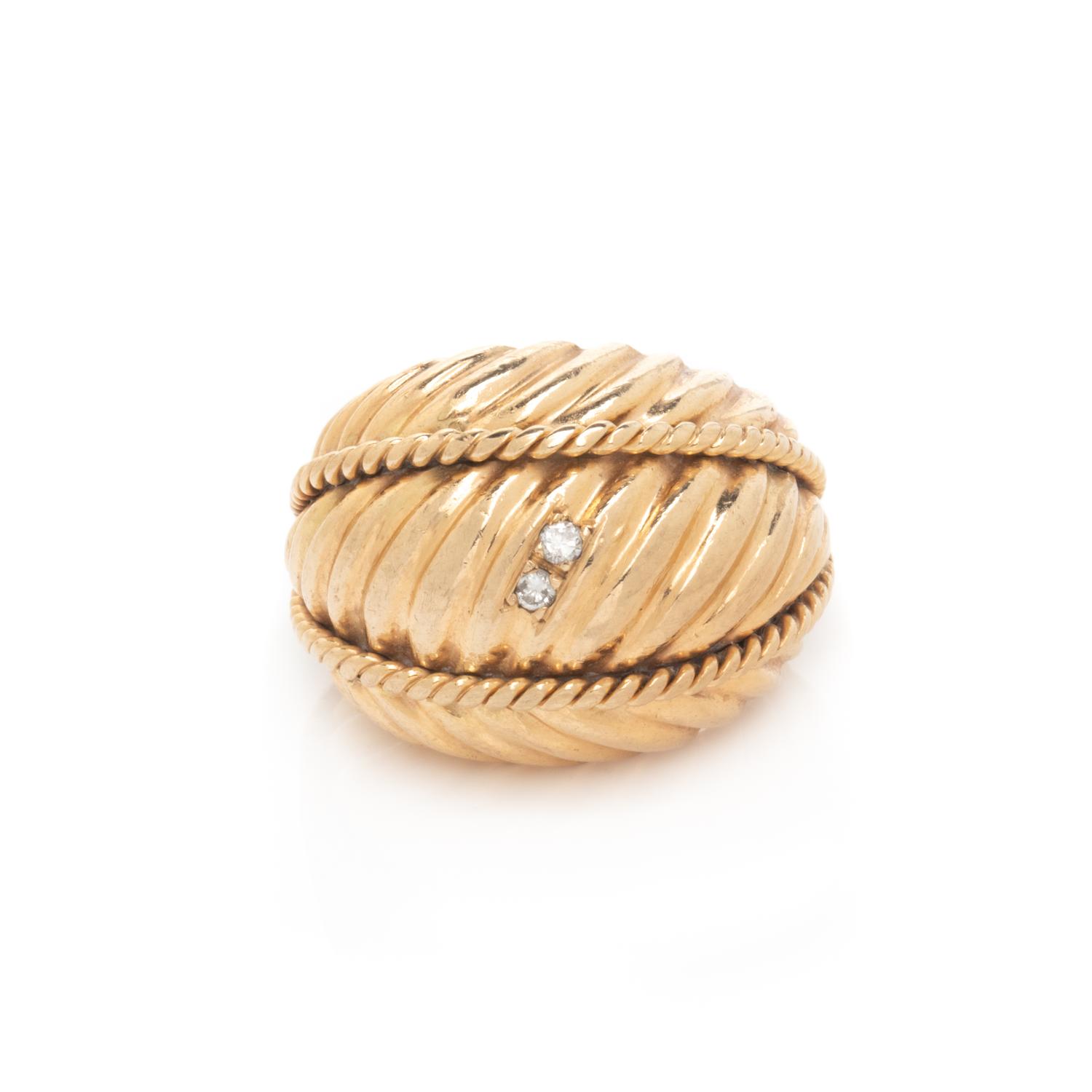 TIFFANY & CO., YELLOW GOLD AND DIAMOND BOMBE RING