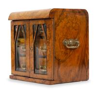 An English Burl Walnut Gentleman's Jewelry Case
