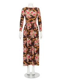 Galanos Floral Printed Dress, 1970s