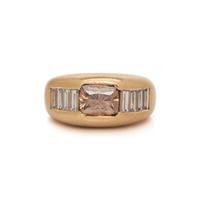 YELLOW GOLD, BROWN DIAMOND, AND DIAMOND RING