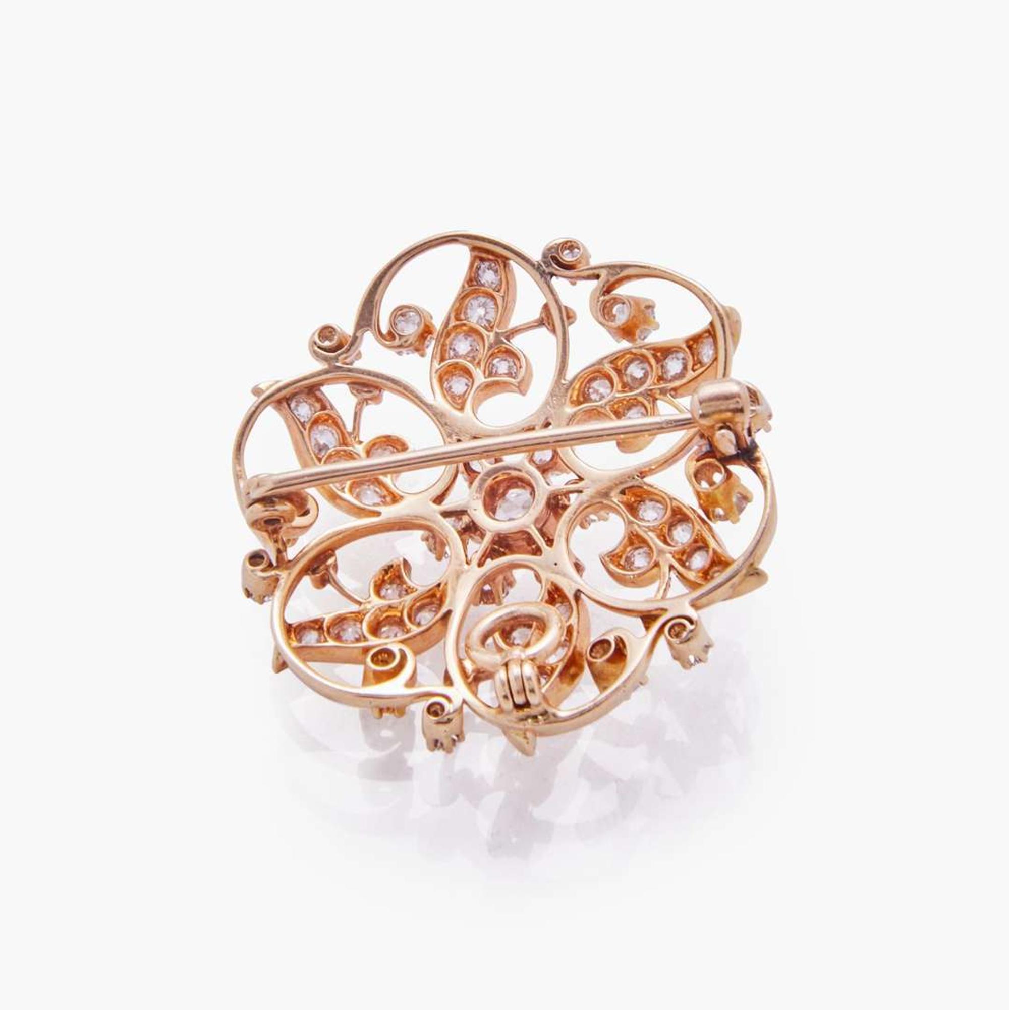 An Antique 10K Yellow Gold and Diamond Brooch