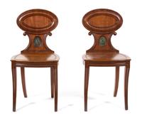 A Pair of Regency Hall Chairs Height 33 inches. — POSSIBLY BY GILLOWS, 19TH CENTURY