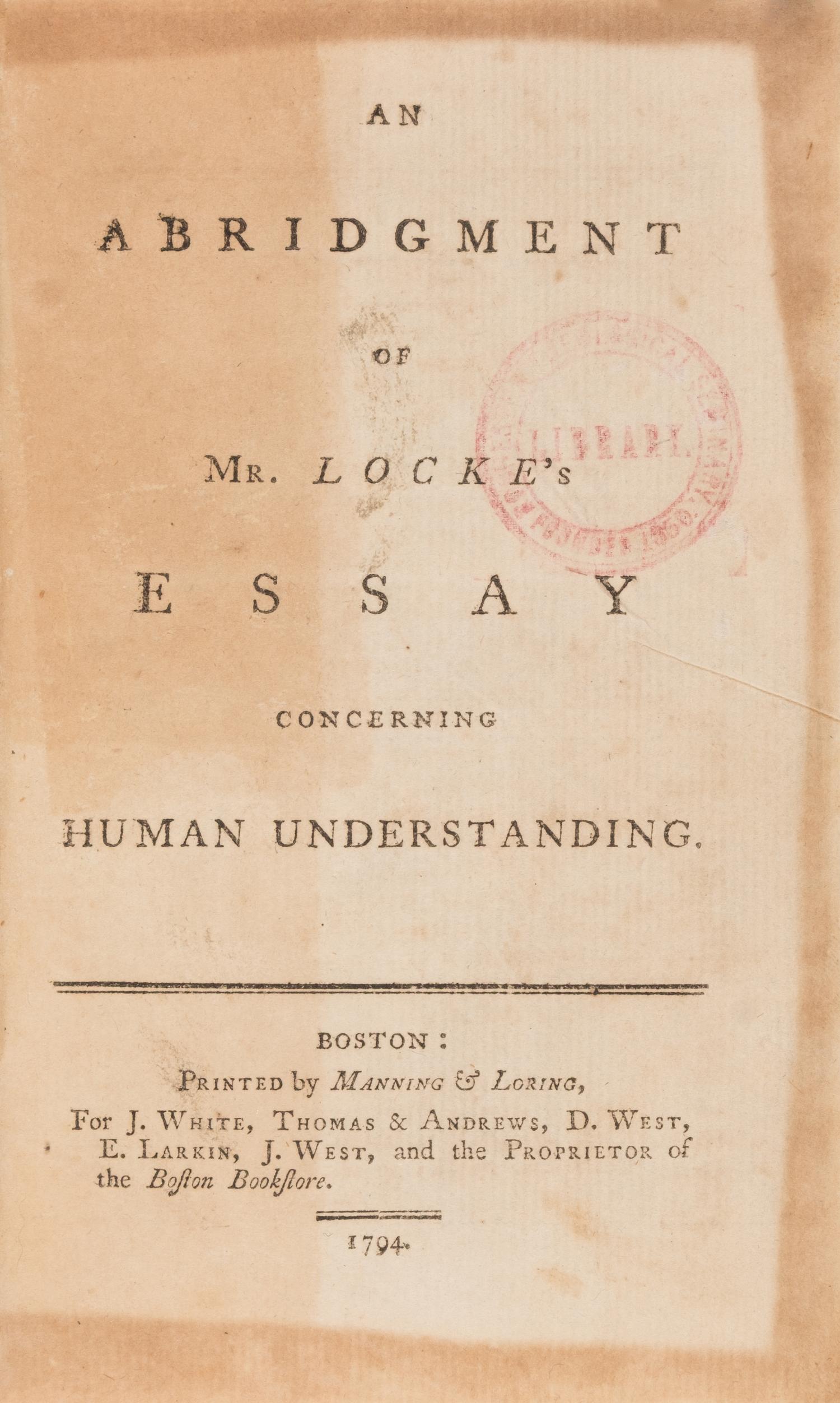 [Philosophy] Locke, John. An Abridgement of Mr. Locke's Essay Concerning Human Understanding