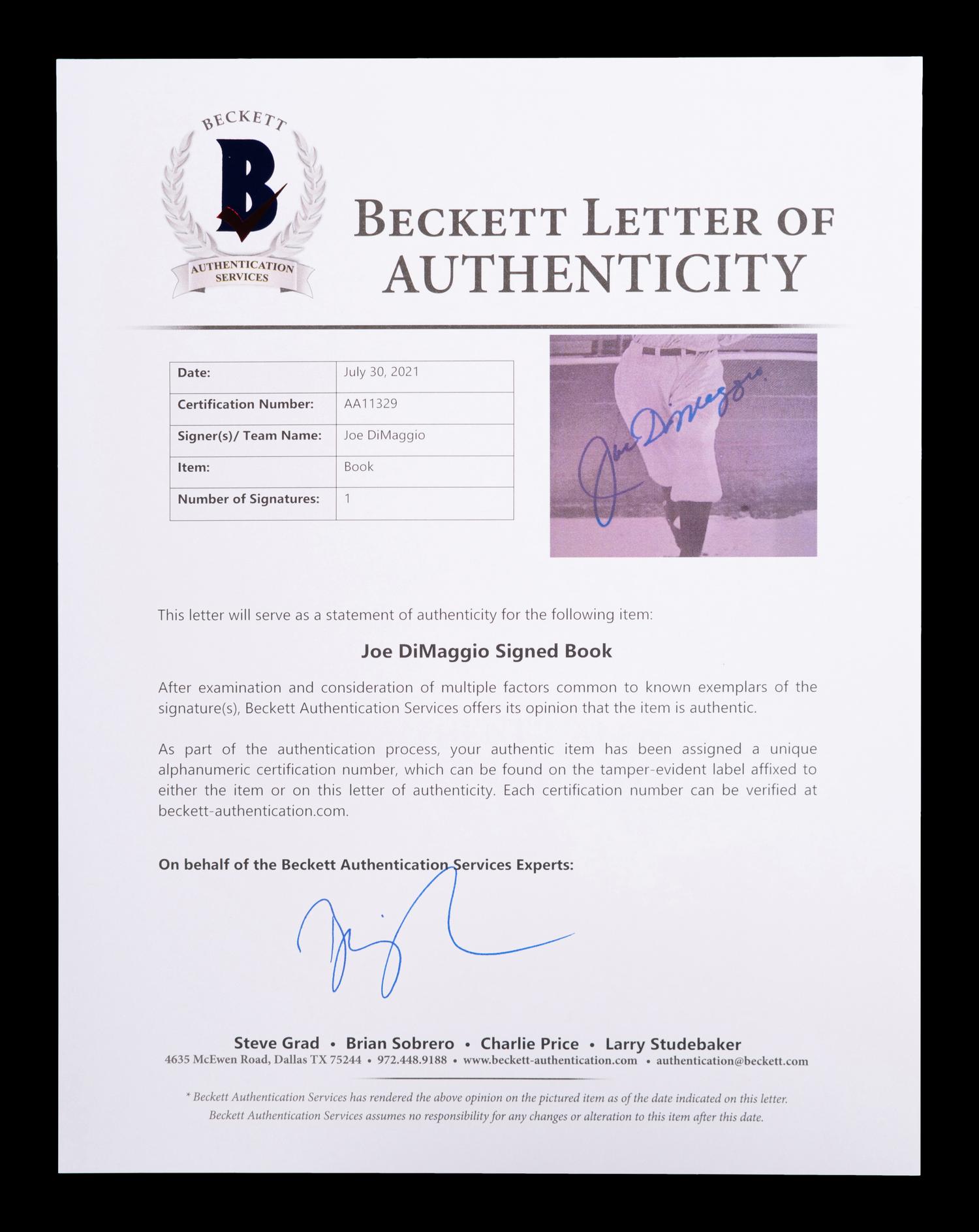 A Joe DiMaggio Signed Autograph Album Book Set (BAS Beckett Authentication Services Certified),