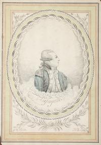 [REVOLUTIONARY WAR]. Ink and watercolor portraits of Marquis de LAFAYETTE and Charlotte CORDAY.