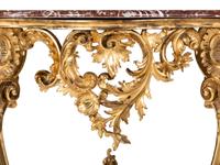 An Italian Giltwood Marble-Top Console Table