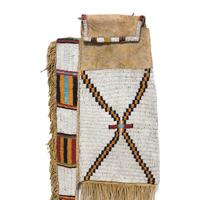 Ute Beaded Buffalo Hide Tobacco Bag, with Pipe Holder