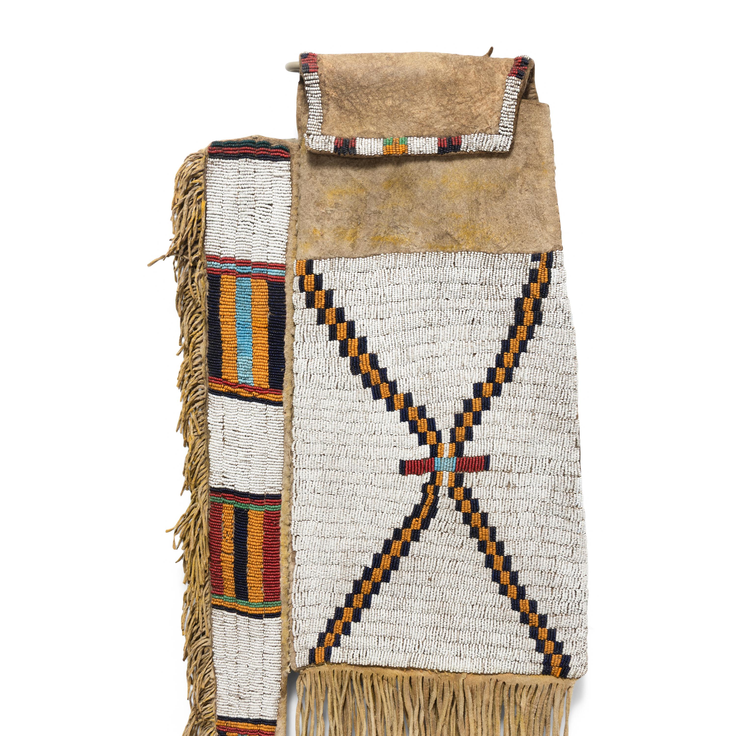 Ute Beaded Buffalo Hide Tobacco Bag, with Pipe Holder