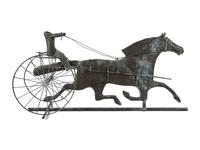 A Molded Copper and Zinc Horse and Sulky Weathervane