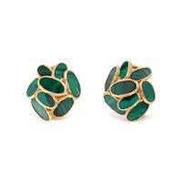 YELLOW GOLD AND MALACHITE EARCLIPS