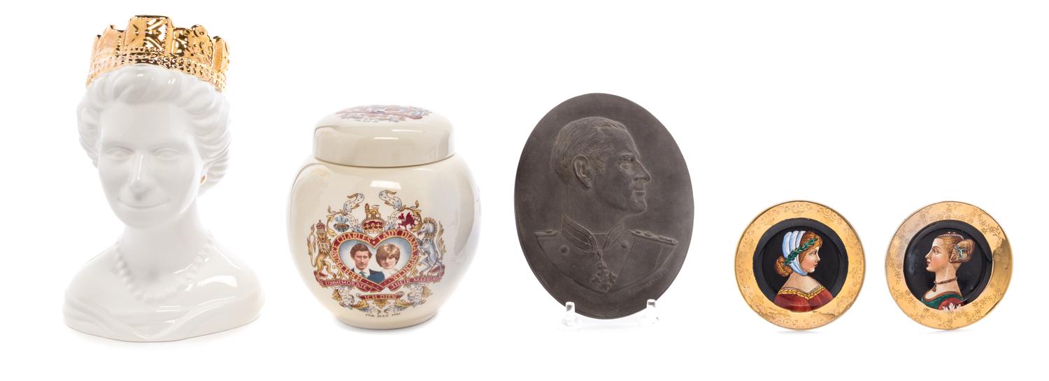 Three Royal Commemorative Articles Height of tallest 7 1/2 inches.