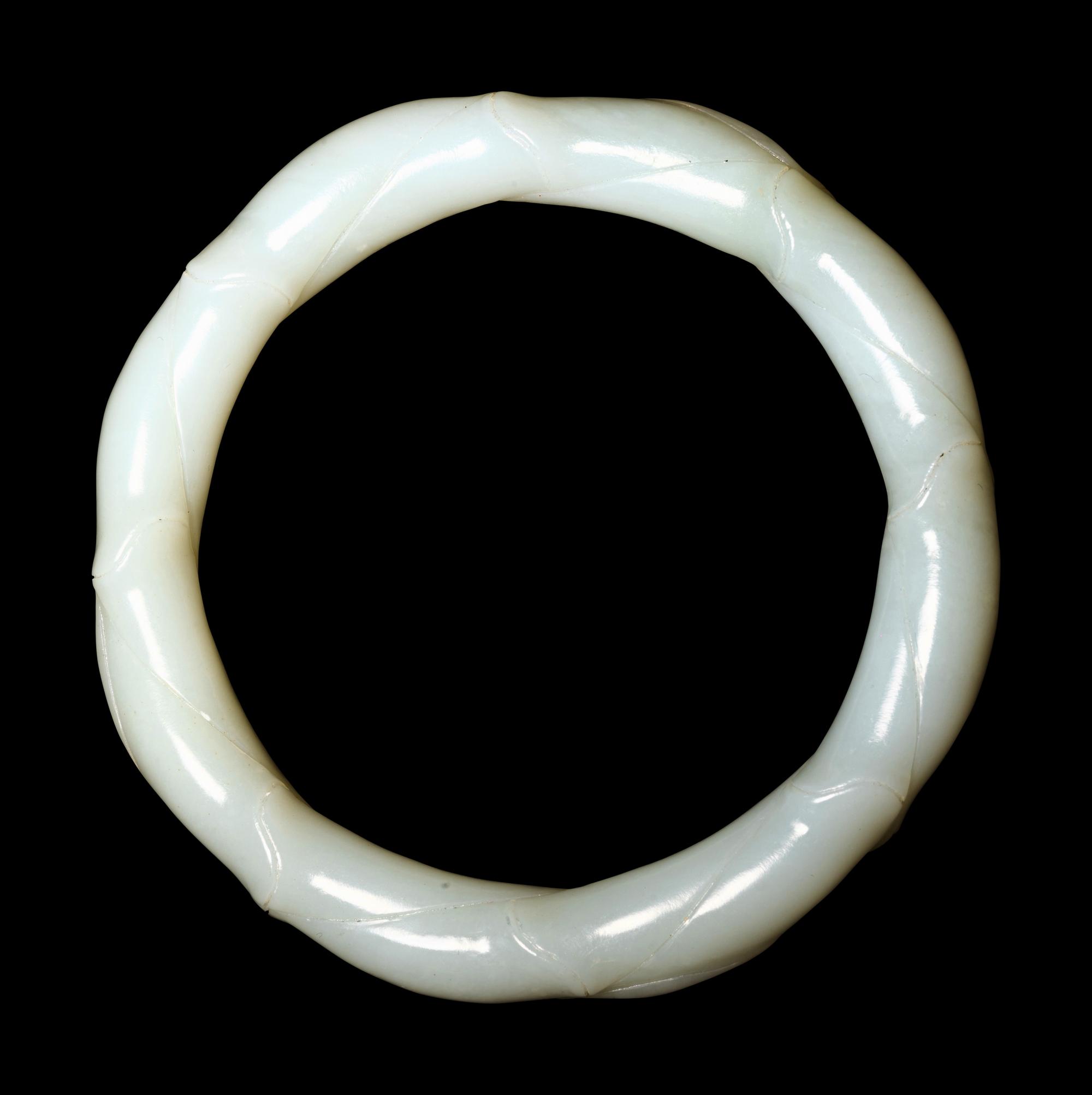 A Pale Celadon Jade 'Bamboo' Bangle
