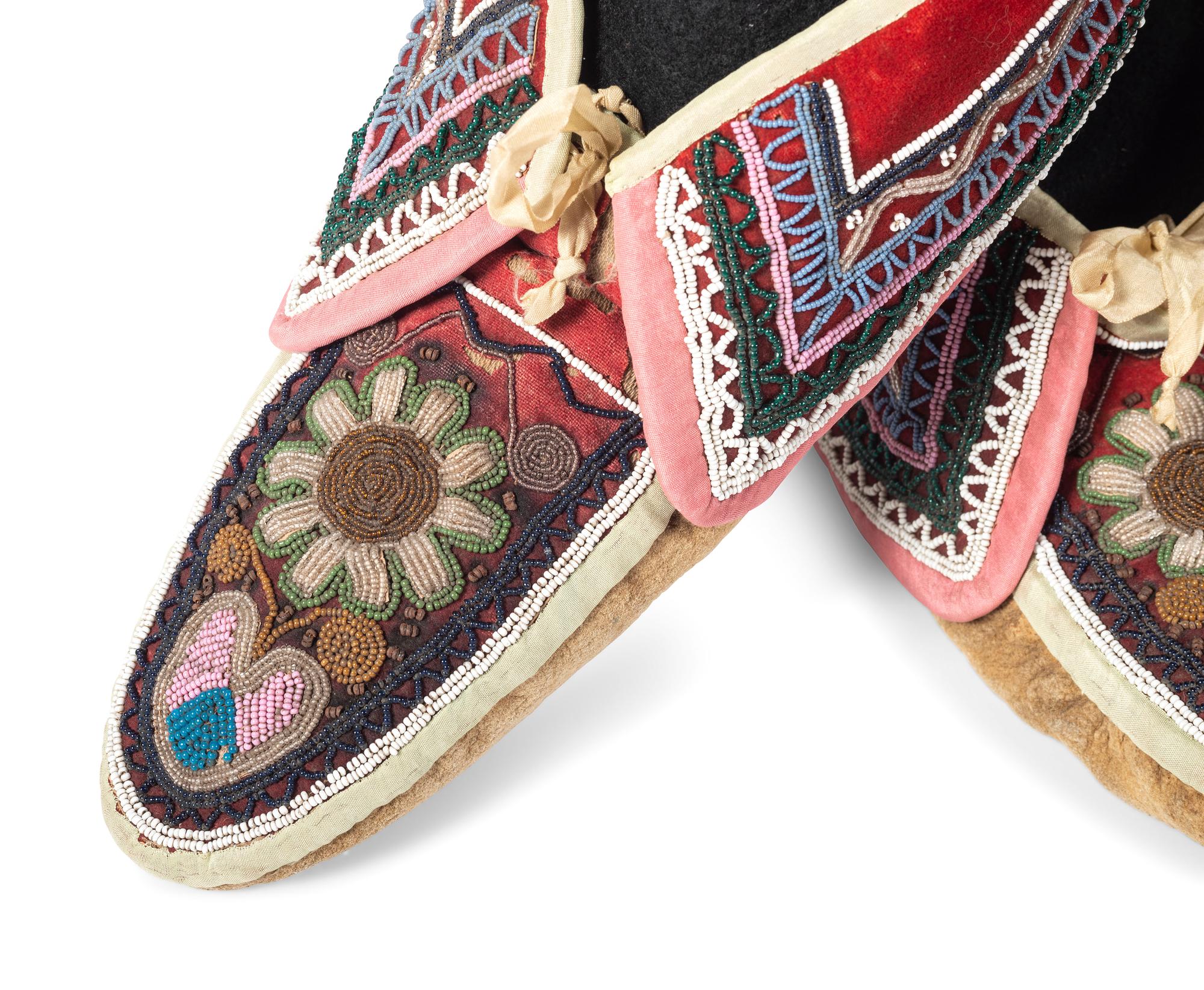 Maliseet Beaded Hide Moccasins