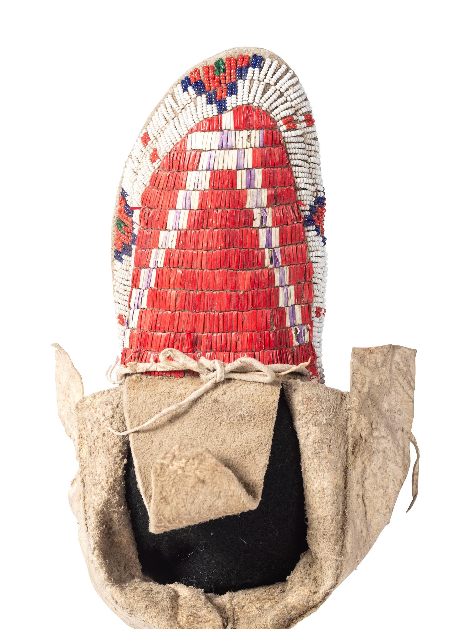 Sioux Quilled and Beaded Hide Moccasins