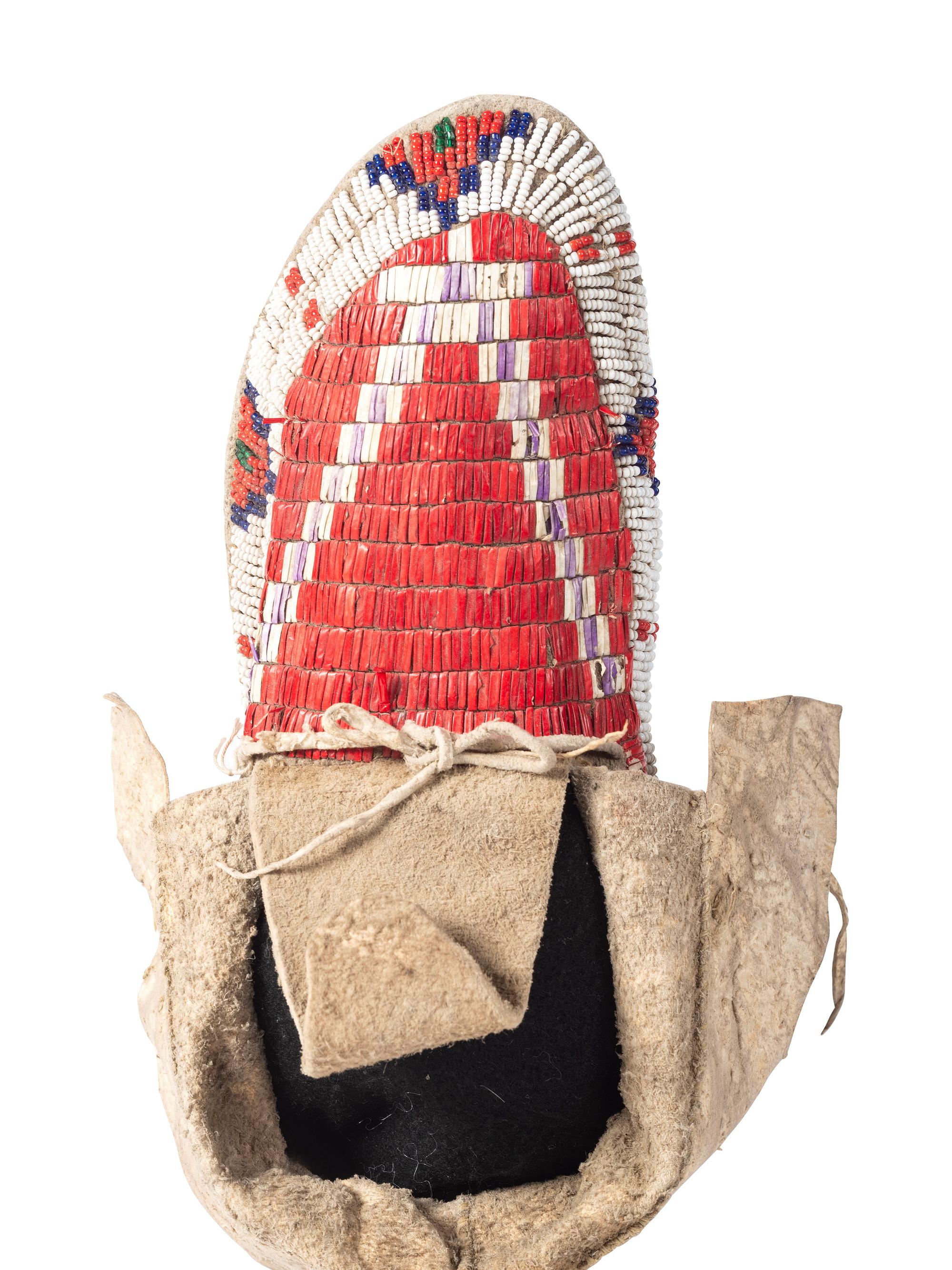 Sioux Quilled and Beaded Hide Moccasins