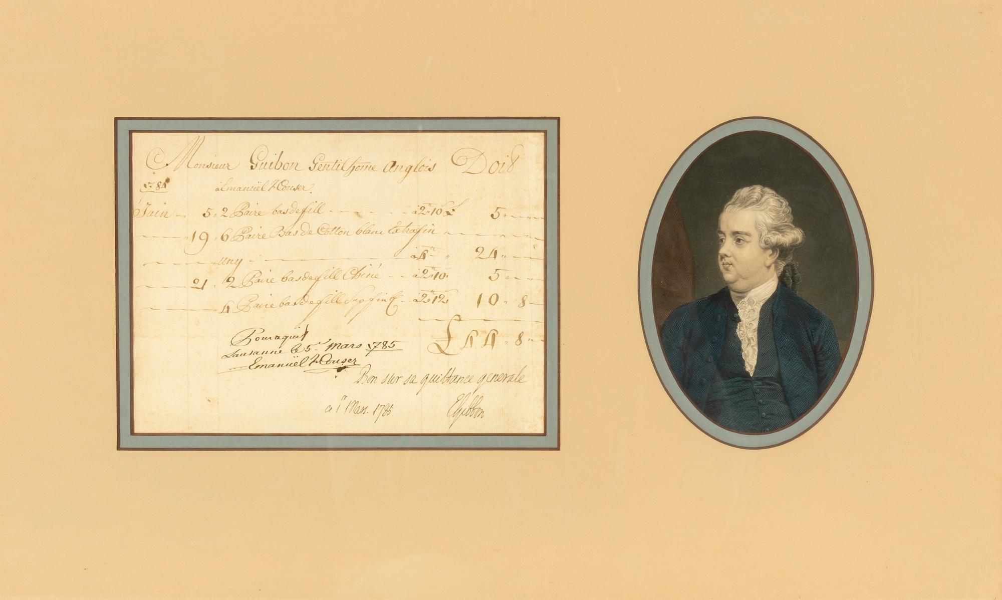 [Literature] Gibbon, Edward. Autograph Note, signed