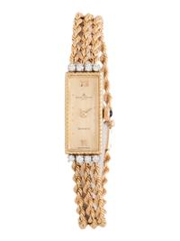 BAUME & MERCIER, 14K YELLOW GOLD AND DIAMOND WRISTWATCH