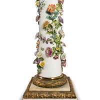 A German Porcelain and Marble Pedestal