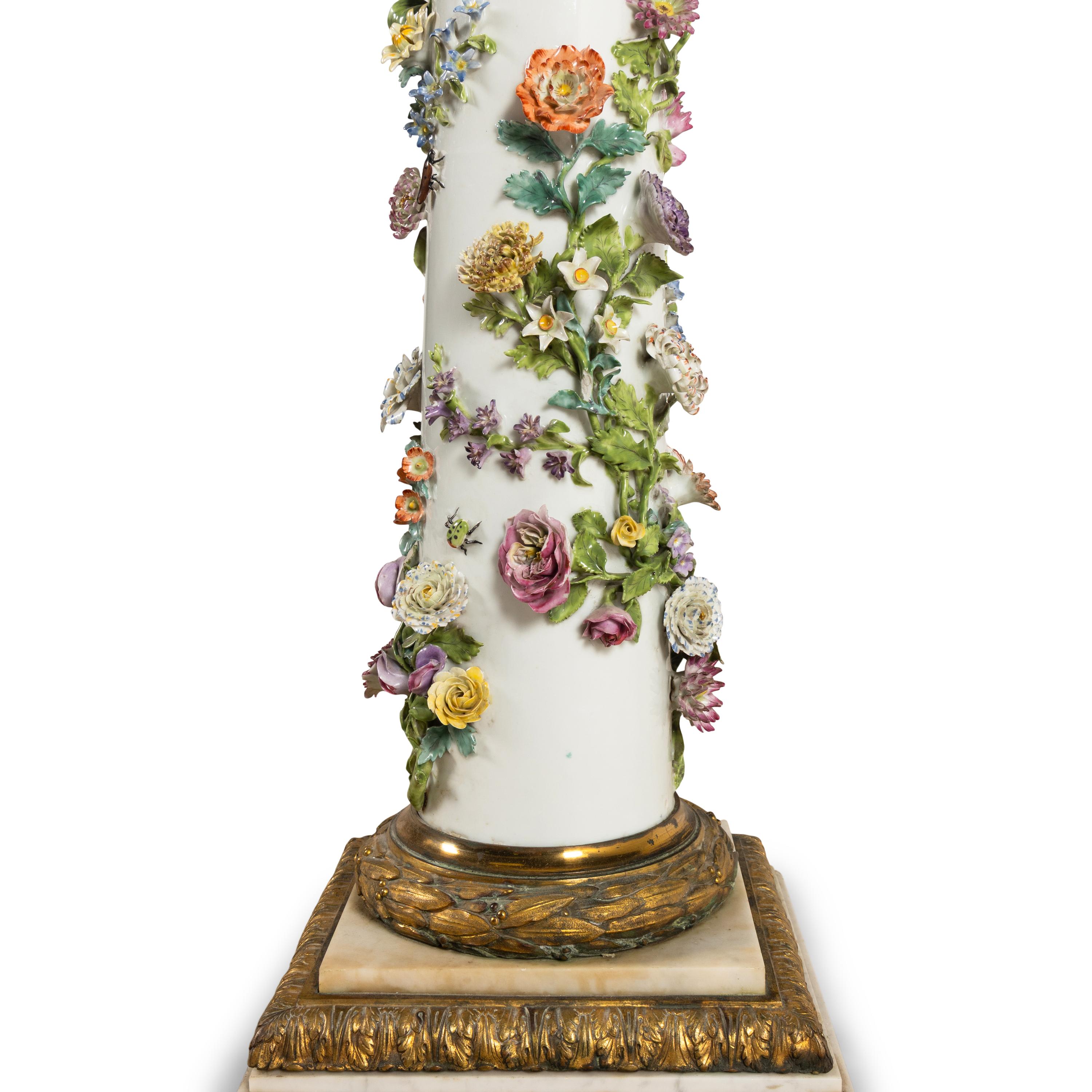 A German Porcelain and Marble Pedestal